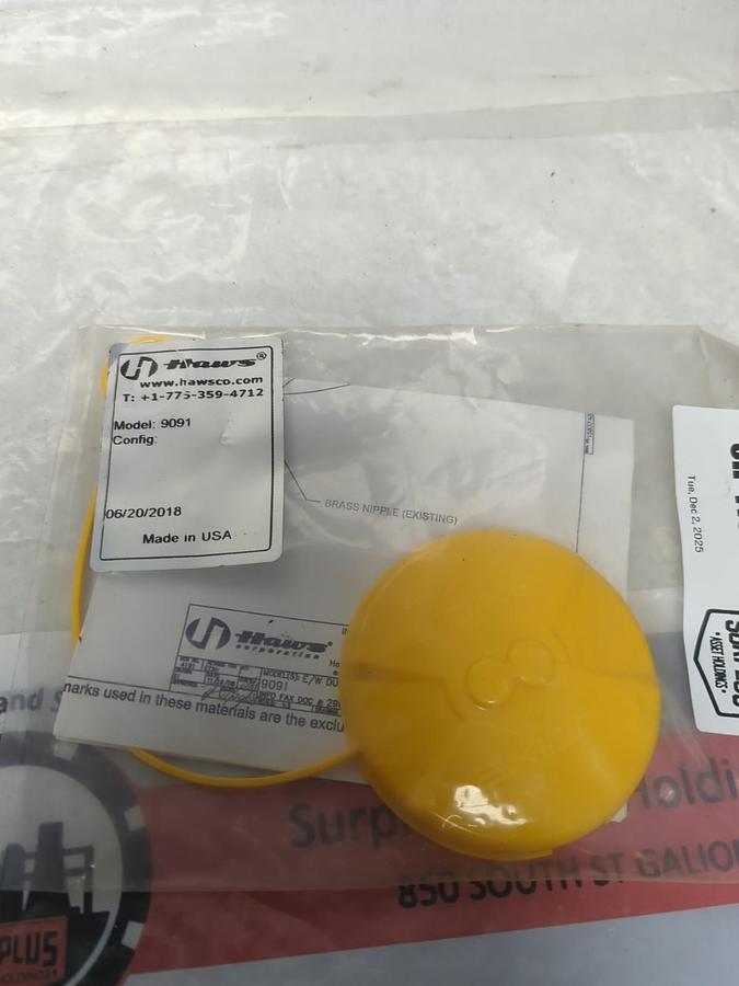 HAWS,9091,DUST CAP PLASTIC YELLOW FOR EYE WASH STATION NOS