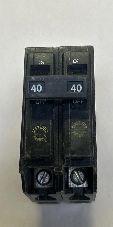 Used CUTLER-HAMMER,CHQ240,CIRCUIT BREAKER 40A 120/240V 2P