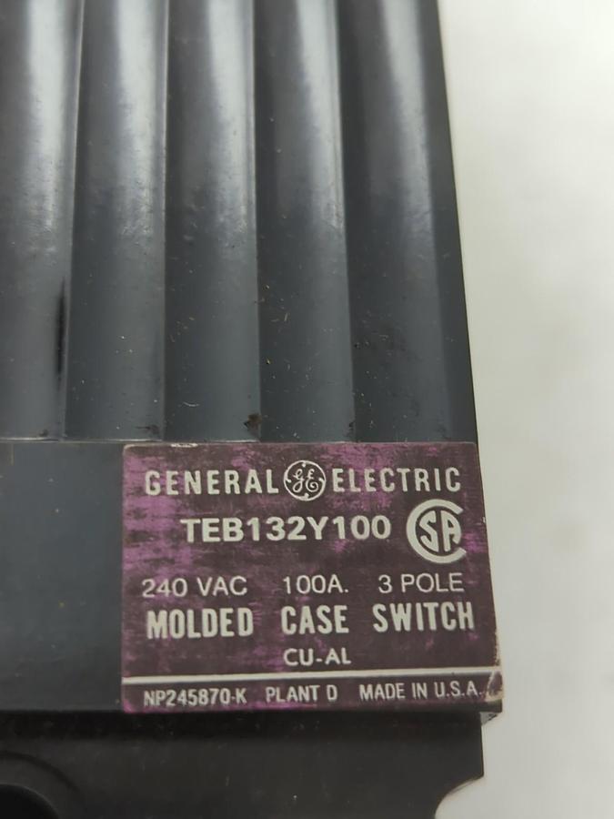 GENERAL ELECTRIC,TEB132Y100,CIRCUIT BREAKER 3-POLE 100 AMP NOS