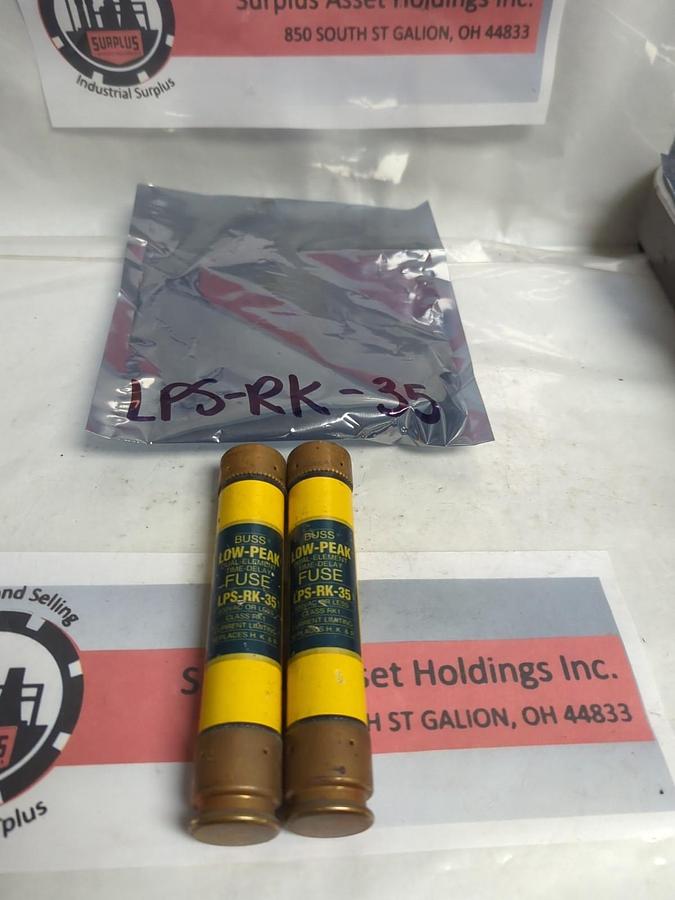 Used COOPER BUSSMANN,LPS-RK-35,LOW-PEAK 35 AMP FUSE LOT OF 2 PRE-OWNED