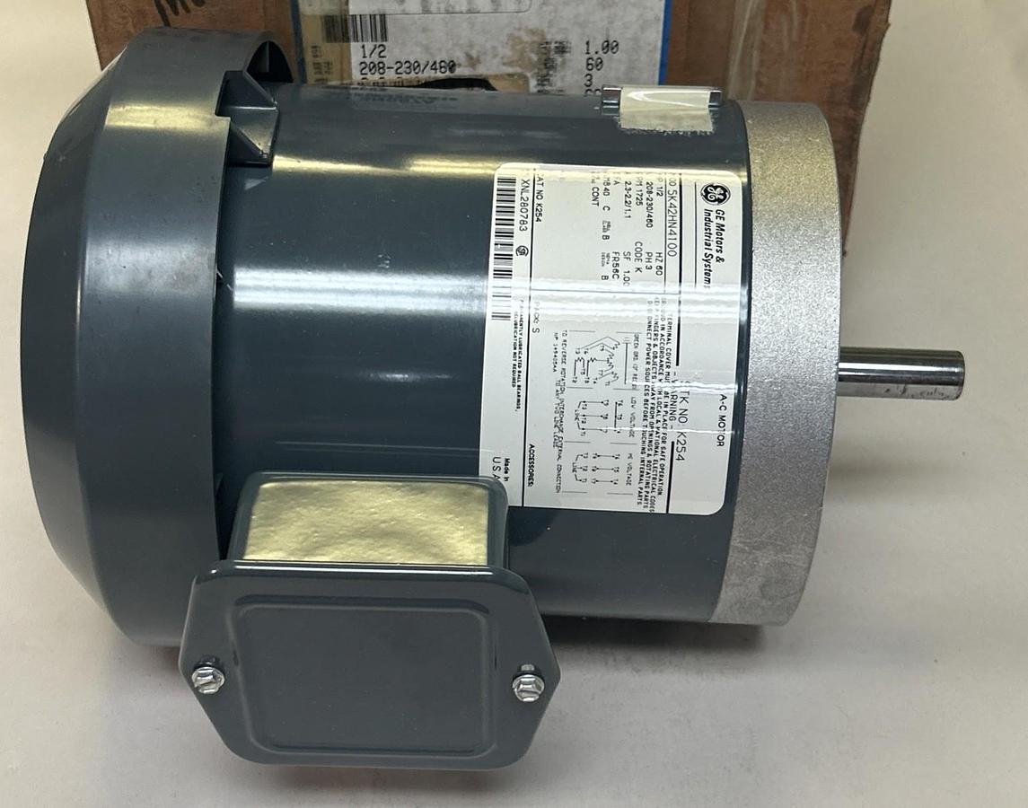 GE,5K42HN4100,AC MOTOR 1/2HP 208-230/460V 1725RPM 3PH 56C FRAME