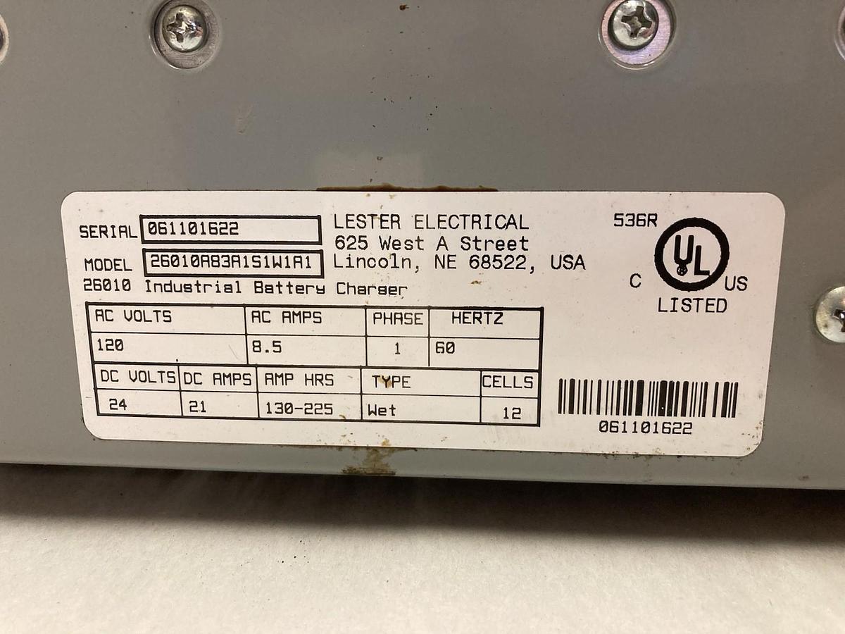 Used Lester Electric,26010,Industrial Battery Charger 120Vac 60Hz 8.5A