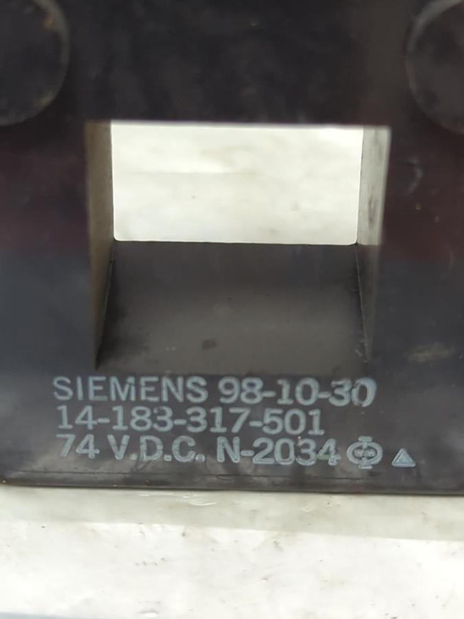 Used SIEMENS,98-10-30,COIL 14-183-317-50 74VDC N-2034 PRE-OWNED