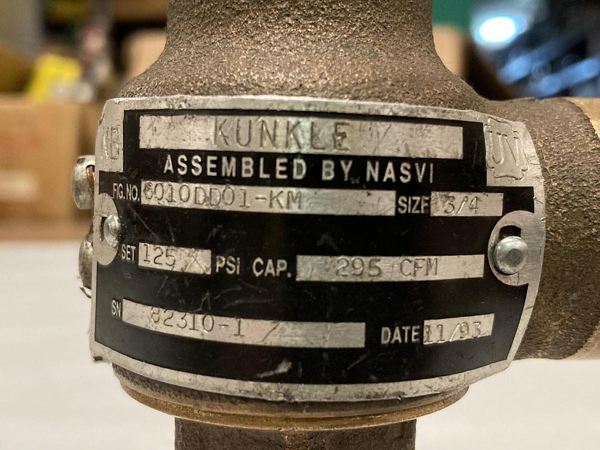Used Kunkle,6010DD01-KM,Pressure Relief Valve Set 125  3/4 Size