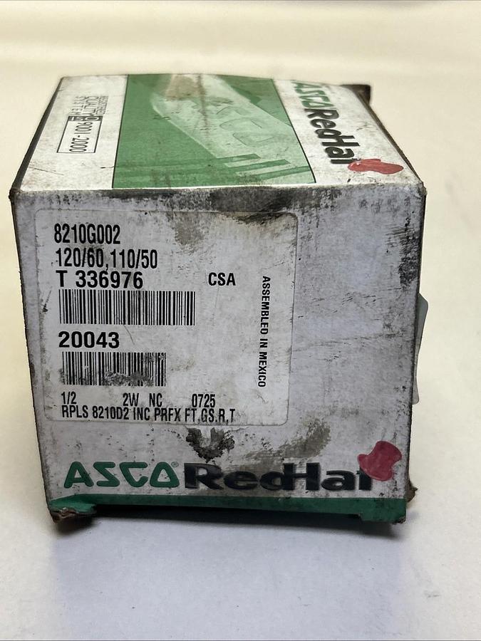 ASCO,8210G002,SOLENOID VALVE 1/2INCH 2W 110/120V NOS