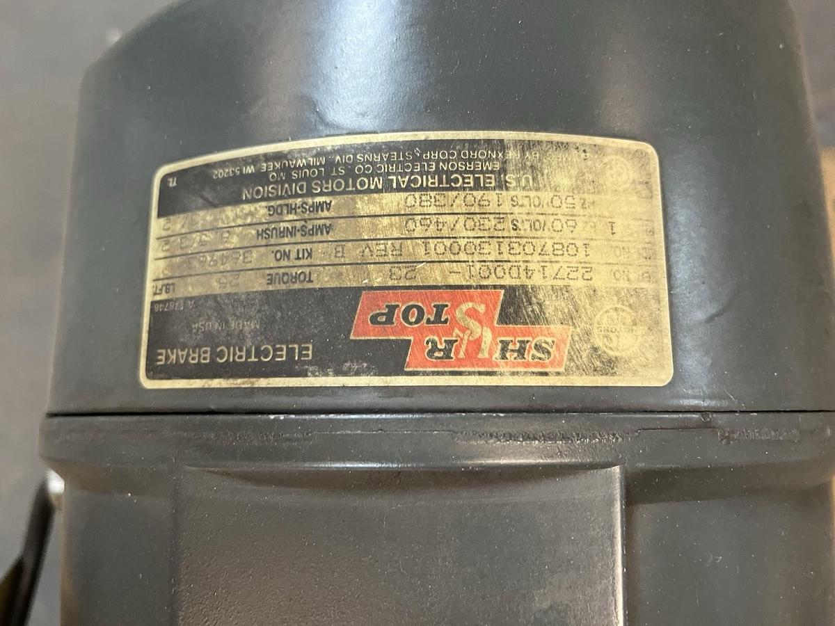 Used US MOTORS,T763A,BRAKE MOTOR 7.5HP 1760RPM 3PH 213T SHUR STOP BRAKE