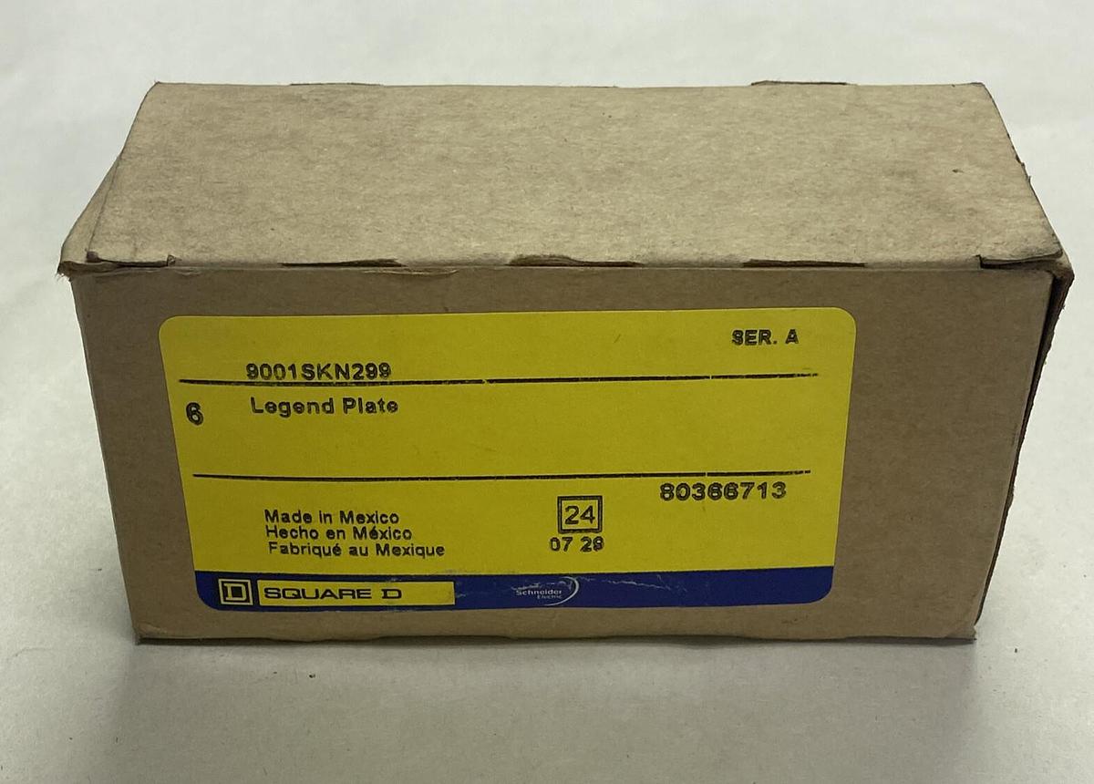 SQUARE D,9001SKN299,PENDANT STATION LEGEND PLATE LOT OF 6 NEW