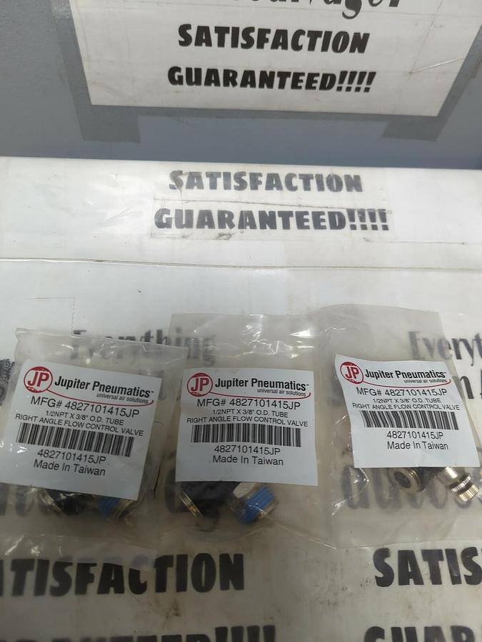JUPITER PNEUMATICS,4827101415JP, 1/2 INPTX3/8 IN RIGHT ANGLE FLOW VALVE LOT OF 3