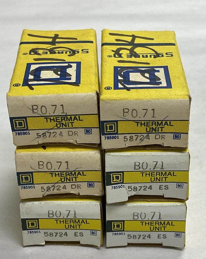 Used Square D,B0.71,Overload Relay Heater Element Lot Of 6 NOS