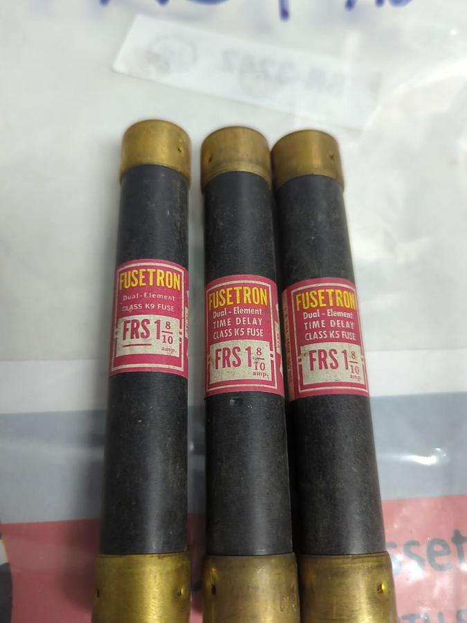 Used COOPER BUSSMANN,FRS-1-8/10,FUSETRON 1-8/10 AMP FUSE LOT OF 3 PRE-OWNED