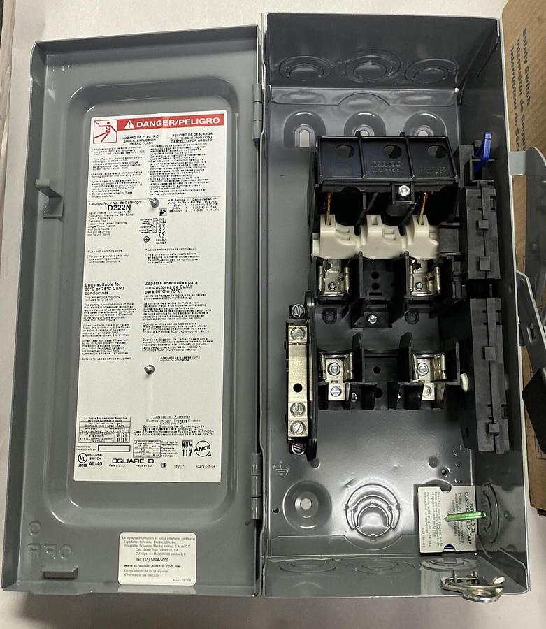 Used SQUARE D,D222N,GENERAL DUTY SAFETY SWITCH 60A 240V NEW