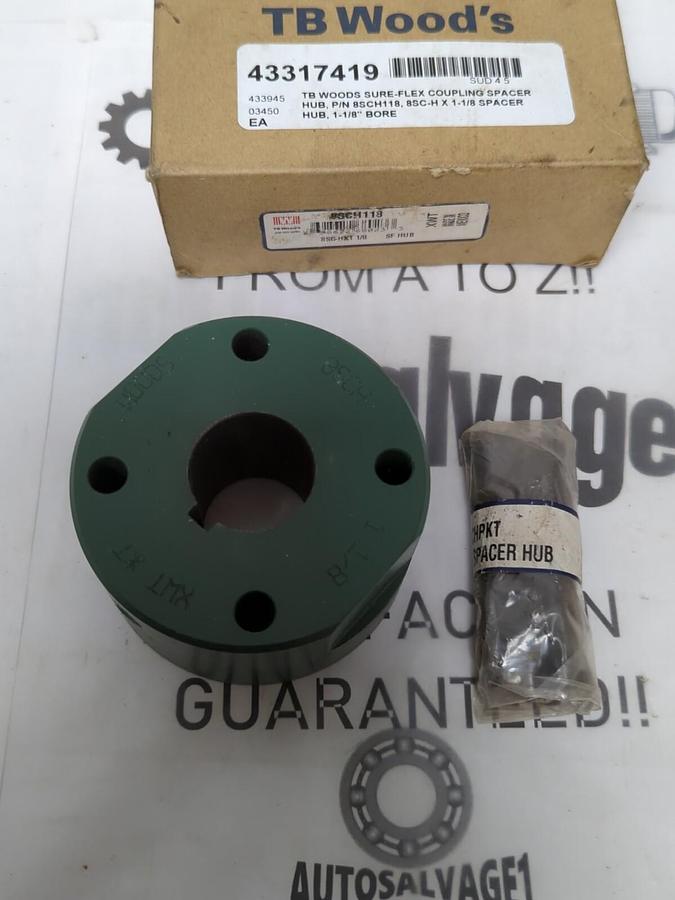 T.B. WOODS,8SCH118,8SC-HX1-1/8 INCH SLEEVE COUPLING/SPACER HUB NOS