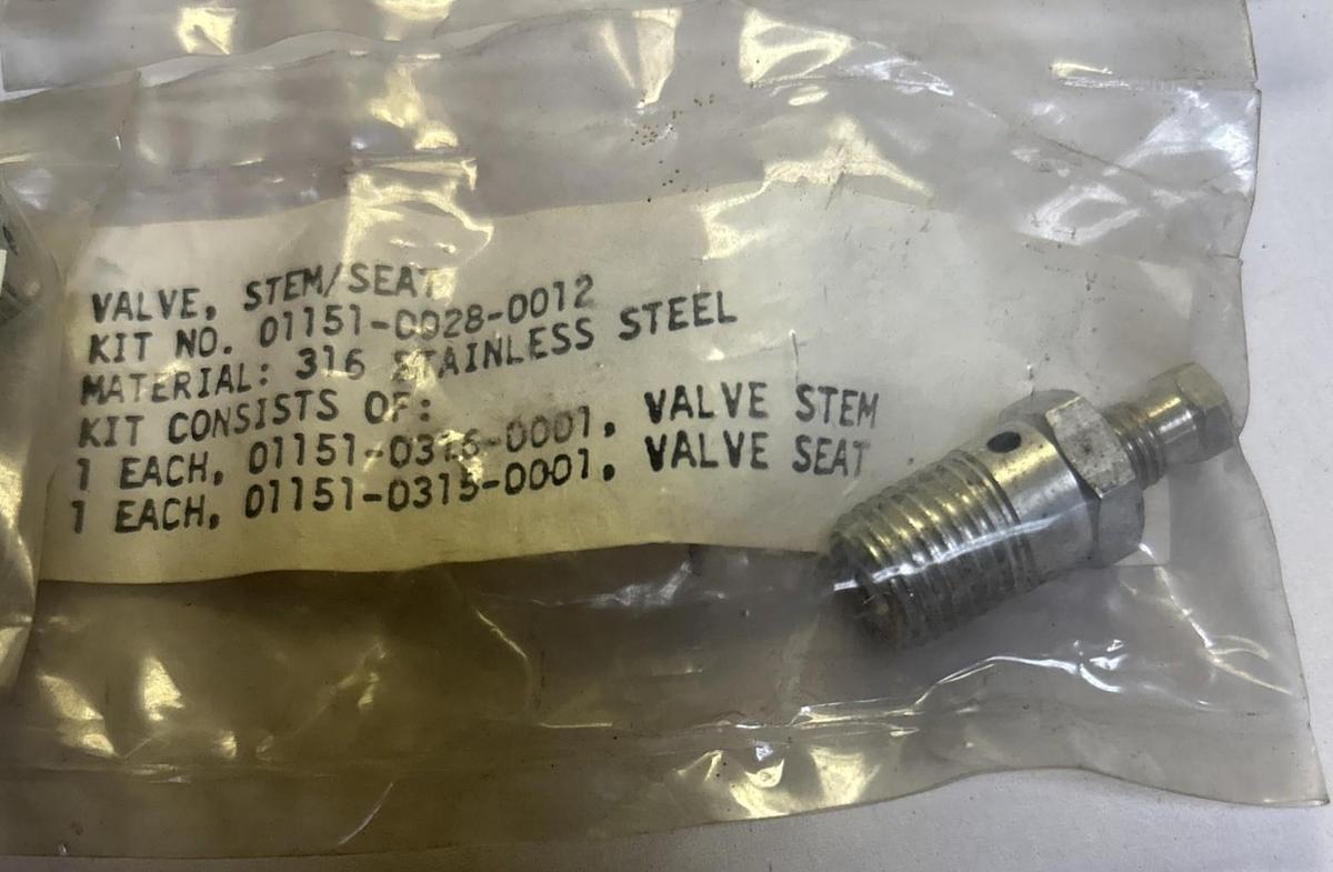 UNBRANDED,01151-0028-0012,STAINLESS STEEL STEM/SET VALVE LOT OF 4 NOS