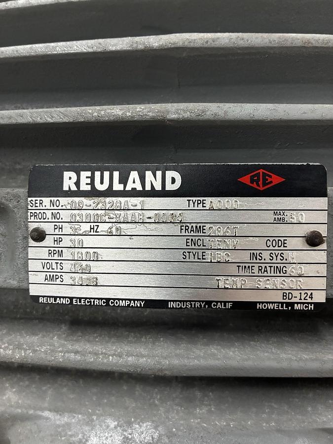 Used REULAND,0300C-XAAB-0004,BRAKE MOTOR 30HP 1800RPM 3PH 460V 286T
