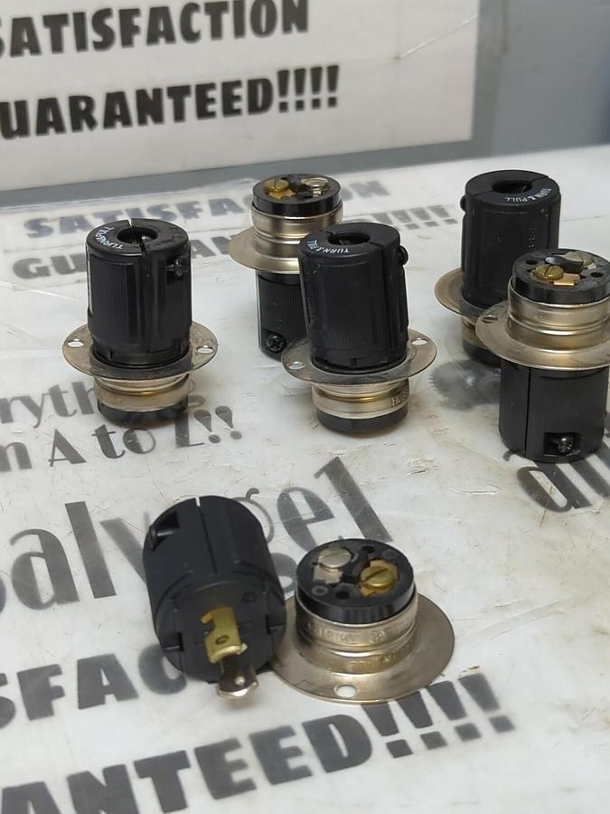 HUBBELL,7465VBLK-HBL7466,MALE PLUG & INLET 2-POLE 3-WIRE LOT OF 6 NOS