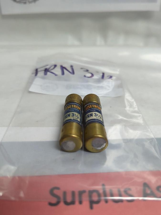 Used COOPER BUSSMANN,FRN-3-1/2,FUSETRON 3-1/2 AMP FUSE LOT OF 2 PRE-OWNED