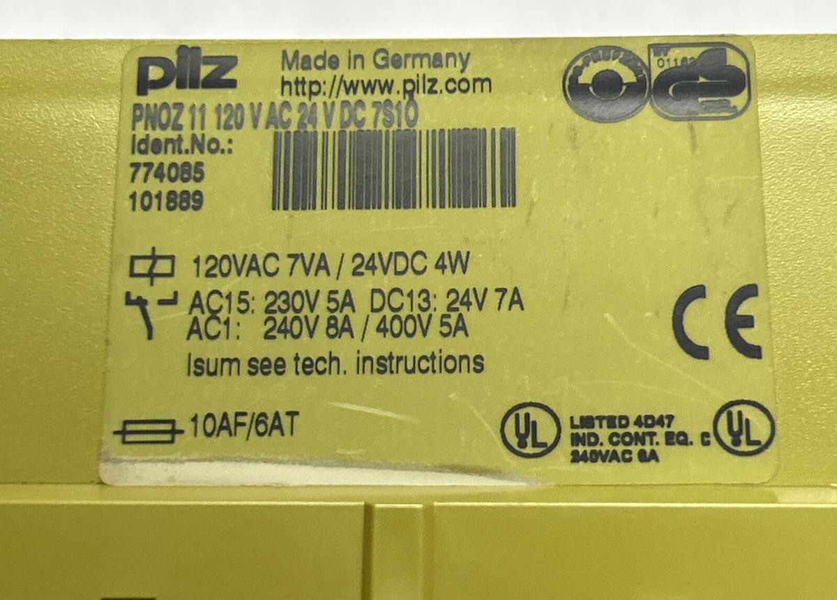 Used PILZ,PNOZ11/774085,SAFETY RELAY 120V 24VDC