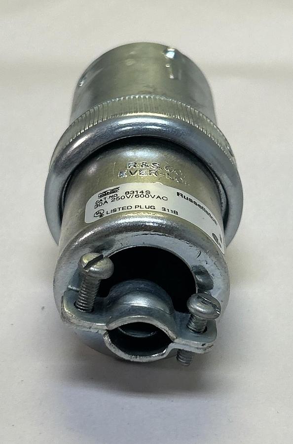 RUSSELLSTOLL,8314S,EVER-LOK MALE PLUG 30A 250/600V NOS
