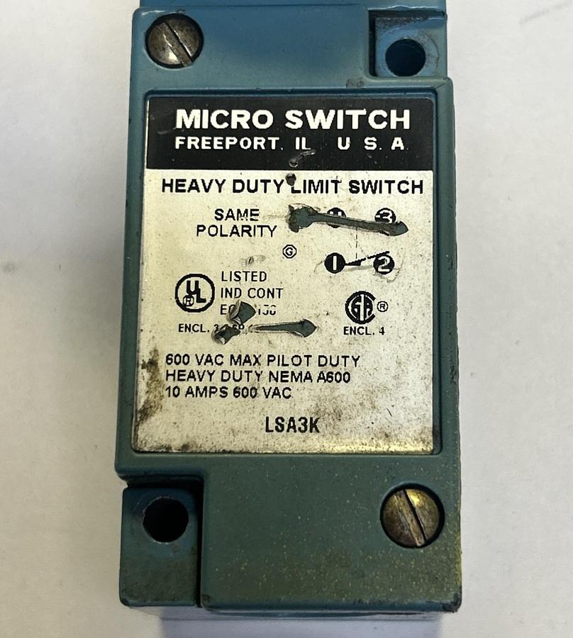 Used HONEYWELL MICRO SWITCH,LSA3K,HEAVY DUTY LIMIT SWITCH