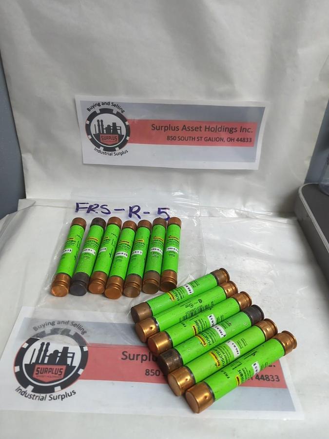 Used COOPER BUSSMANN,FRS-R-5,FUSETRON 5 AMP FUSE LOT OF 13 PRE-OWNED