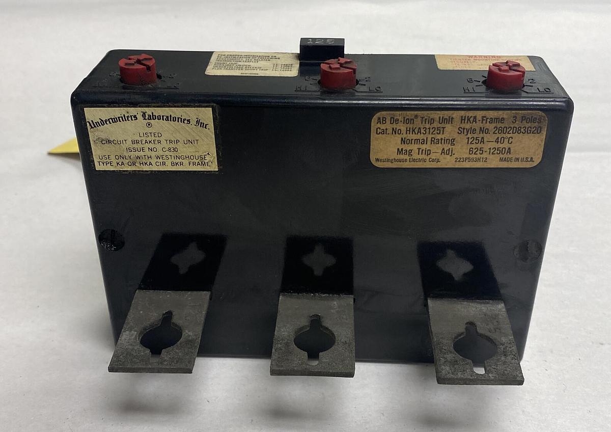Westinghouse,HKA2125T,Trip Unit 2 Pole 125 Amp NOS