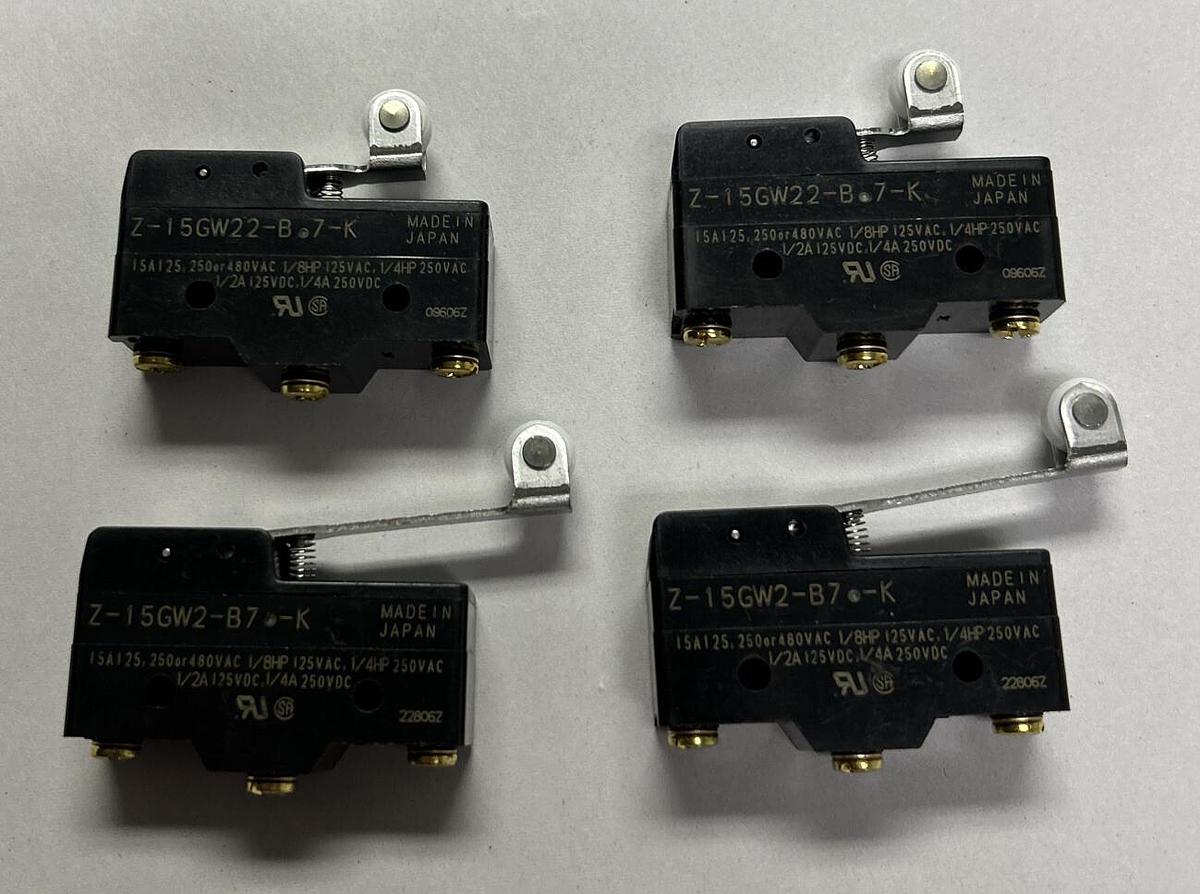 OMRON,Z-15GW22-B7-K,LIMIT SWITCH ROLLER LEVER LOT OF 4 NOS