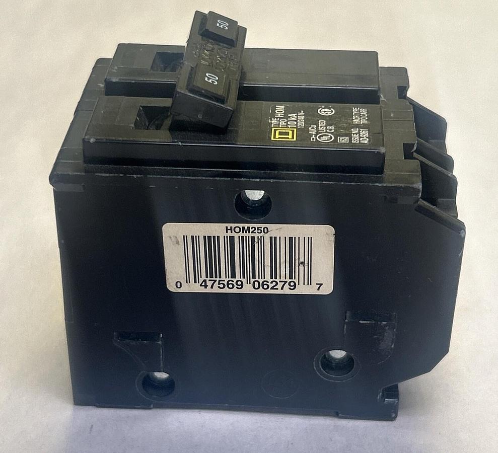 SQUARE D,HOM250,CIRCUIT BREAKER 50A 120/240V 2P NOS