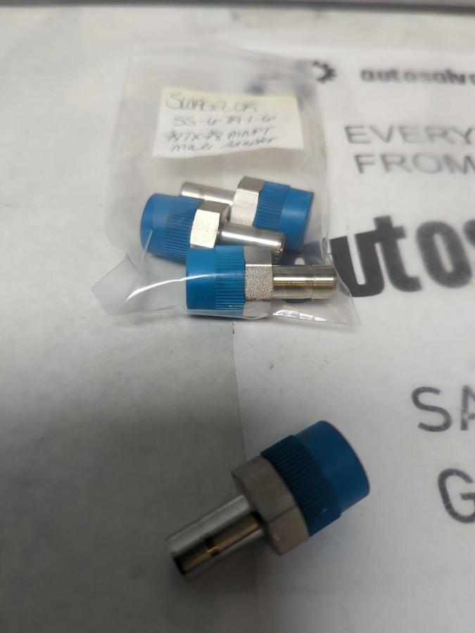 SWAGELOK,SS-6-TA-1-6,3/8TX3/8MNPT MALE ADAPTER LOT OF 4 NOS