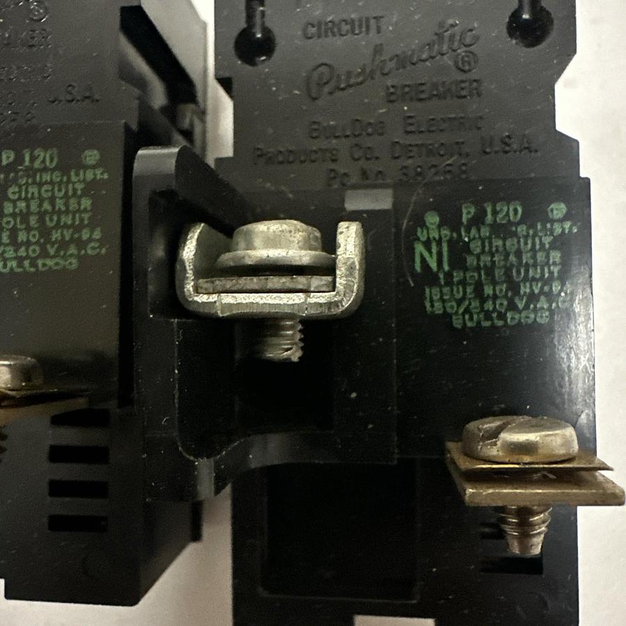 Used Pushmatic,P120,20 Amp Single Pole 120/240VAC Circuit Breaker LOT of 5