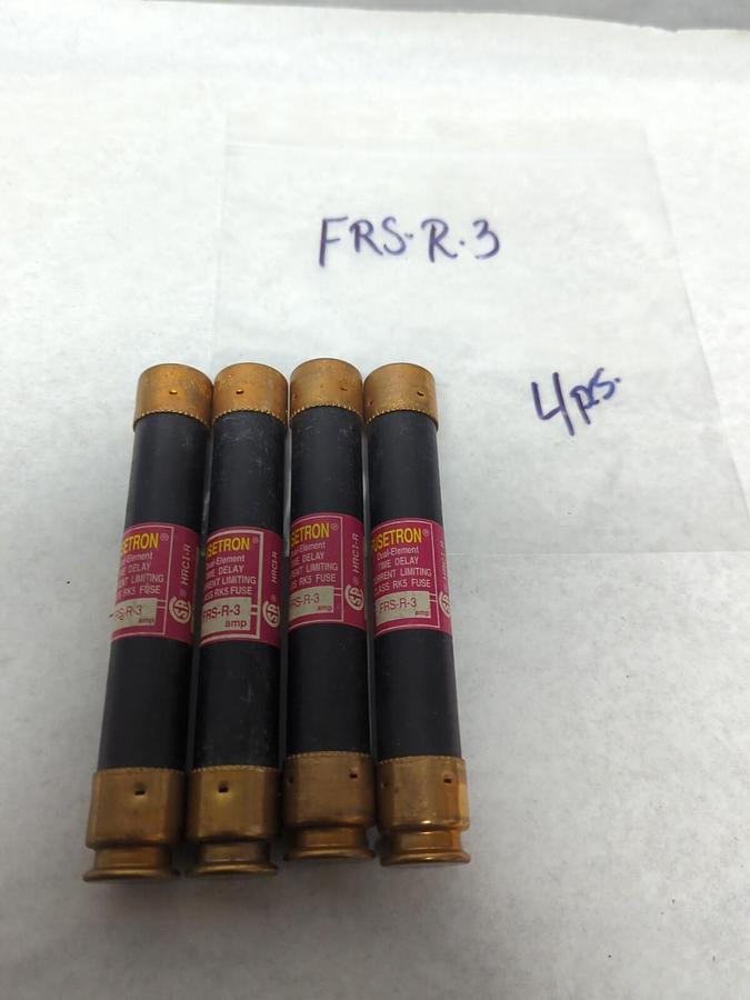 Used COOPER BUSSMANN,FRS-R-3,FUSETRON 3 AMP FUSE LOT OF 4 PRE-OWNED