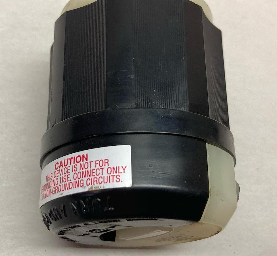 Used Leviton,2381 L12-20P,3-Pole 3-Wire Locking Plug Male Replacement Black