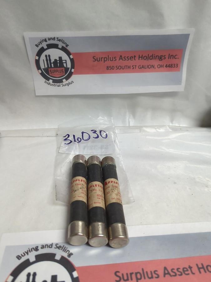 Used APPLETON,36030,ONE-TIME 30 AMP FUSE LOT OF 3 PRE-OWNED