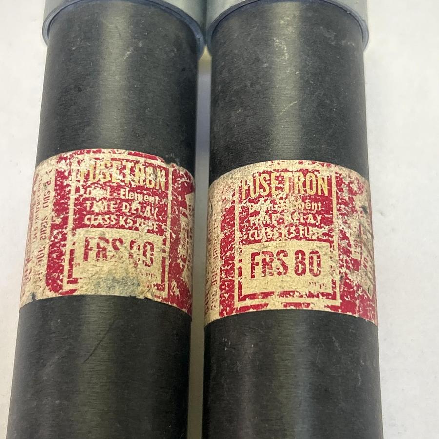 Used BUSSMANN,FRS80,FUSETRON FUSE 80A 600V LOT OF 2
