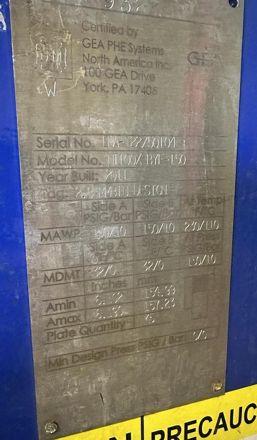 Used GEA,NT100X BYF-150,45 Plate Heat Exchanger USED