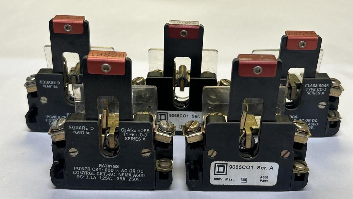 Used SQUARE D,9065CO-1,OVERLOAD RELAY 600V LOT OF 5