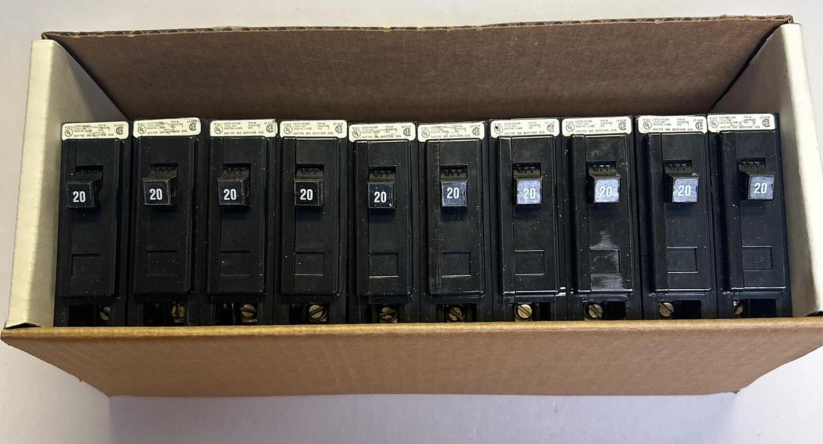 Used CUTLER-HAMMER,BA120,CIRCUIT BREAKER 20AMP 120/240V 1P LOT OF 10