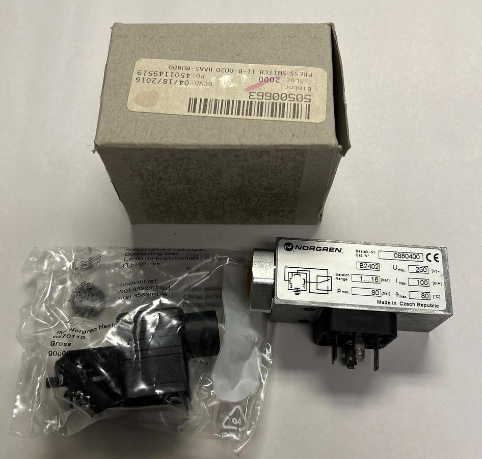 Used NORGREN,0880400,PNEUMATIC PRESSURE SWITCH NEW
