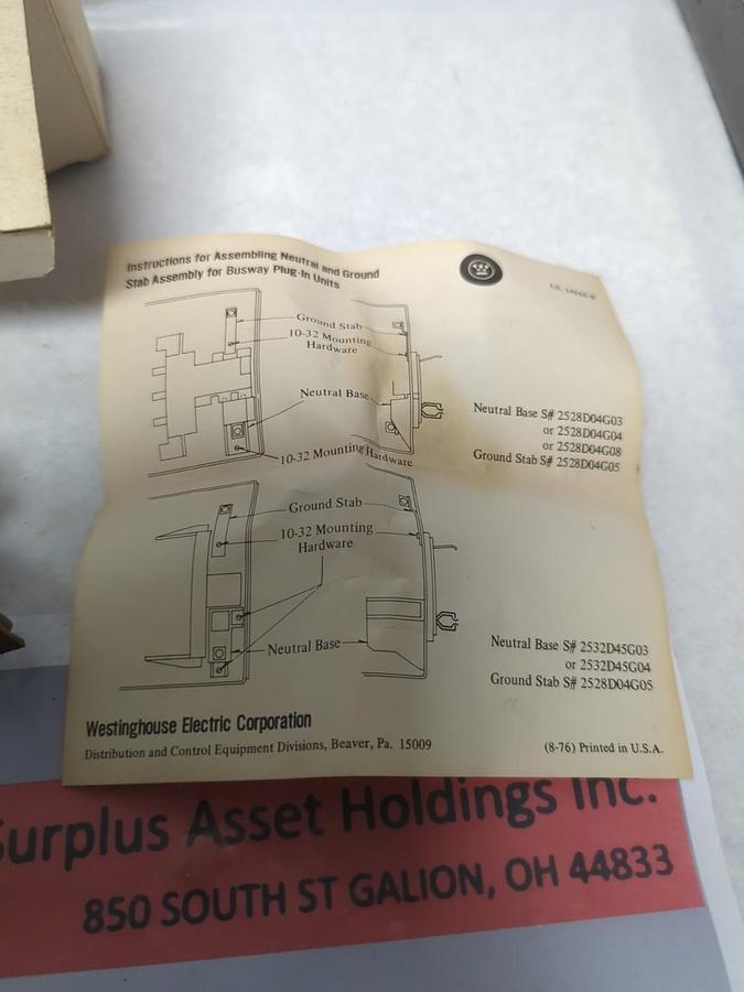 WESTINGHOUSE,2528D04G03,BUS DUCT NUET STAB NOS