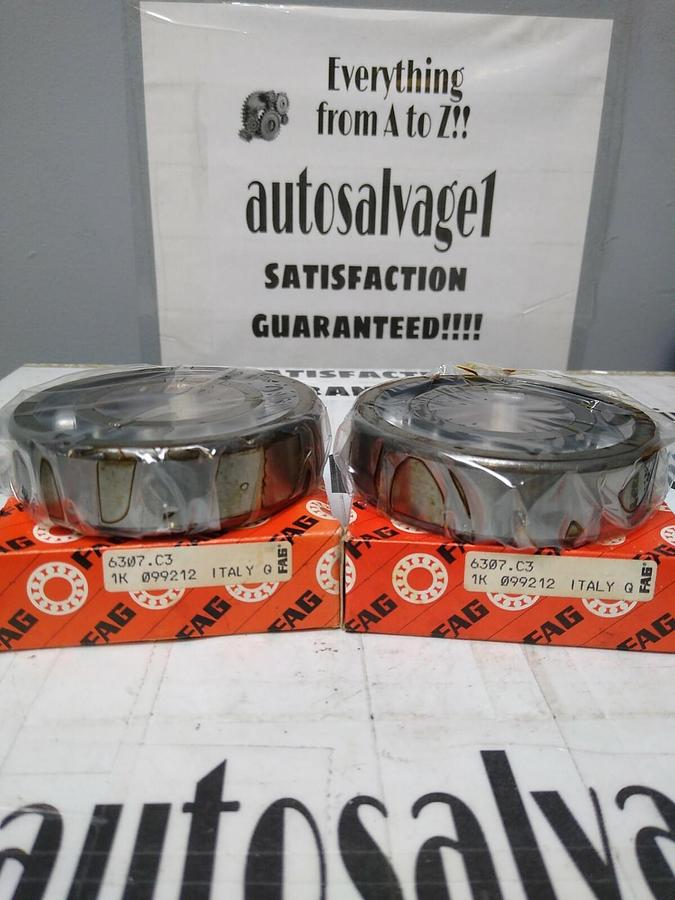 Used Fag,6307-C3,Deep Groove Ball Bearing Lot of 2 NOS