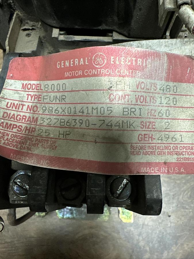 Used GE,8000,Size 2 Motor Starter