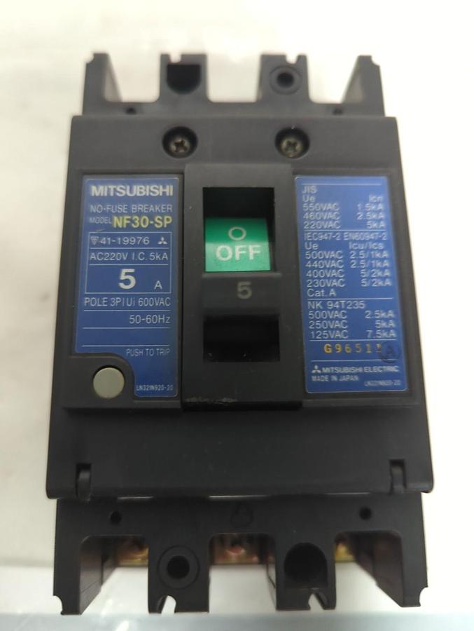 Used MITSUBISHI,NF30-SP,CIRCUIT BREAKER 5 AMP 3-POLE PRE-OWNED