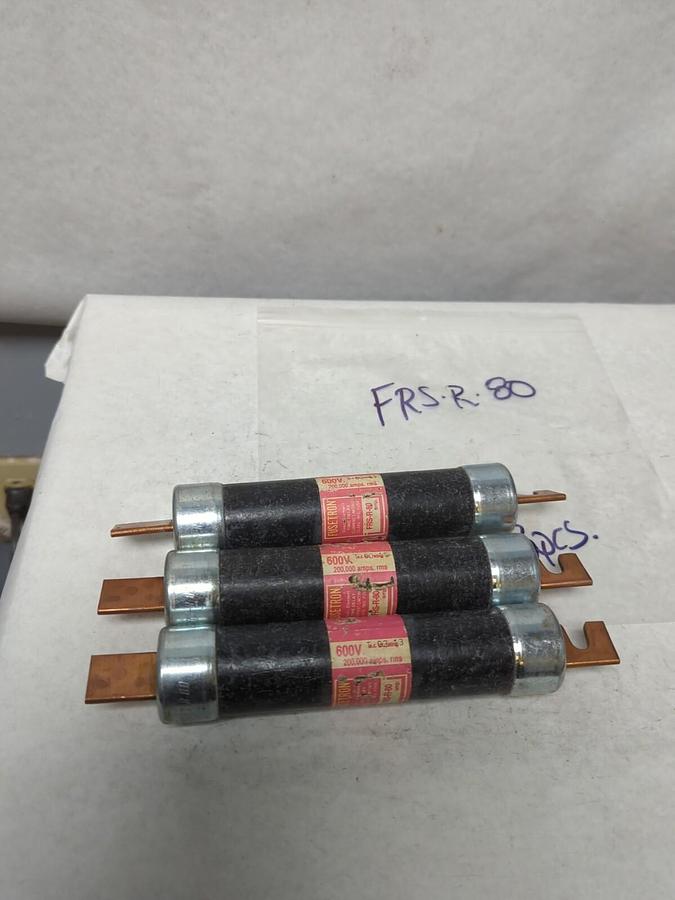 Used COOPER BUSSMANN,FRS-R-80,FUSETRON 80 AMP FUSE LOT OF 3 PRE-OWNED