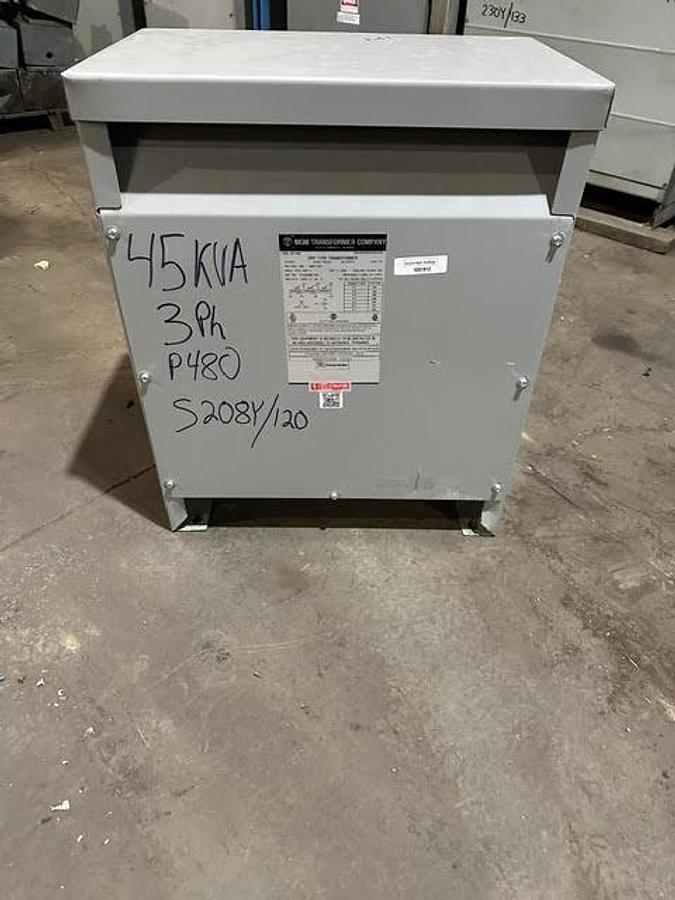 Used MGM,HT45A382-016,45 KVA Transformer HV 480V-LV208Y-120 3PH