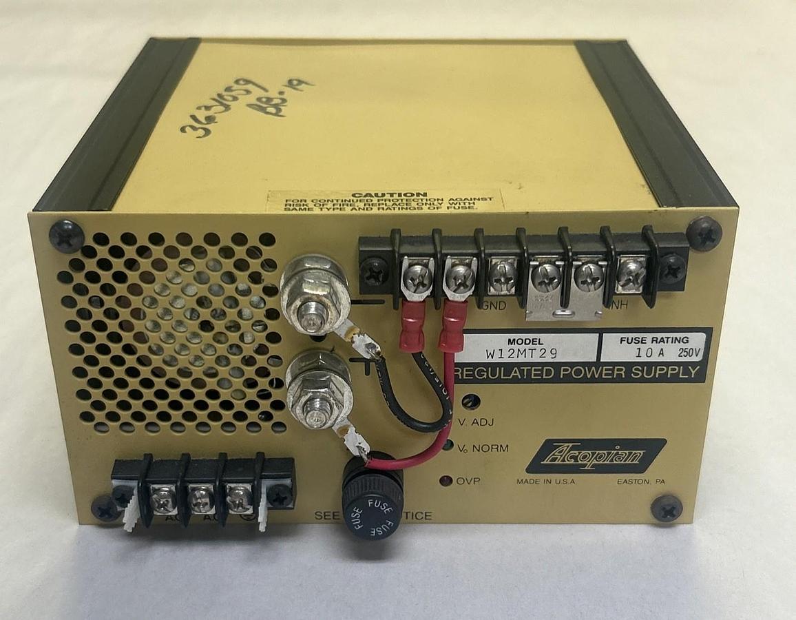 Used ACOPIAN,W12MT29,REGULATED POWER SUPPLY 10A 250V