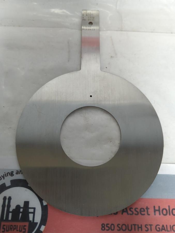 Used UNBRANDED,FLC8293,ORFICE PLATE PADDLE 2.872 INCH 4 INCH 150# PRE-OWNED