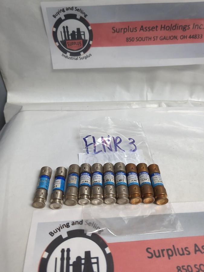 Used LITTELFUSE,FLNR3,TIME-DELAY 3 AMP FUSE LOT OF 10 PRE-OWNED