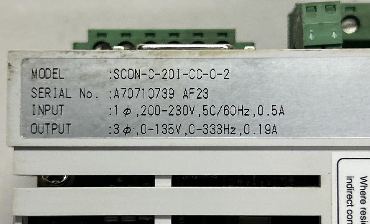 Used IAI CORP,SC0N-C-201-CC-0-2/RCS2-RGD4C-I-20-3-50-T2-X10-FT ,ACTUATOR CONTROL