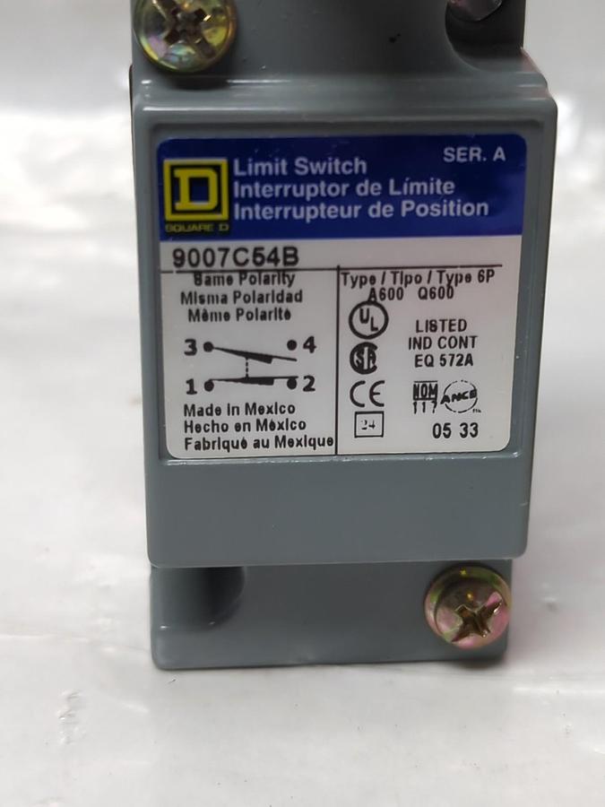 SQUARE D,9007C54B,LIMIT SWITCH SERIES A NOS