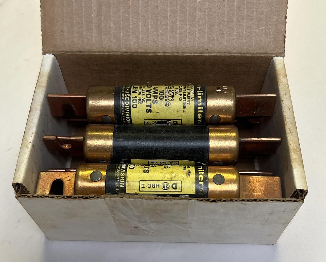 Used ECONOMY FEDERAL PACIFIC,LEN-100,TIME-DELAY 100 AMP FUSE LOT OF 10