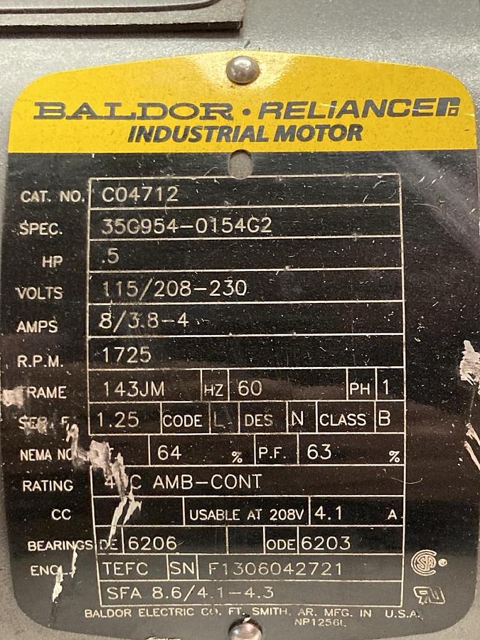 Used Goulds Water,3A12C4C1,0.5Hp Centrifugal Pump 3656 1-1/2x2-6 115-208/230VAC